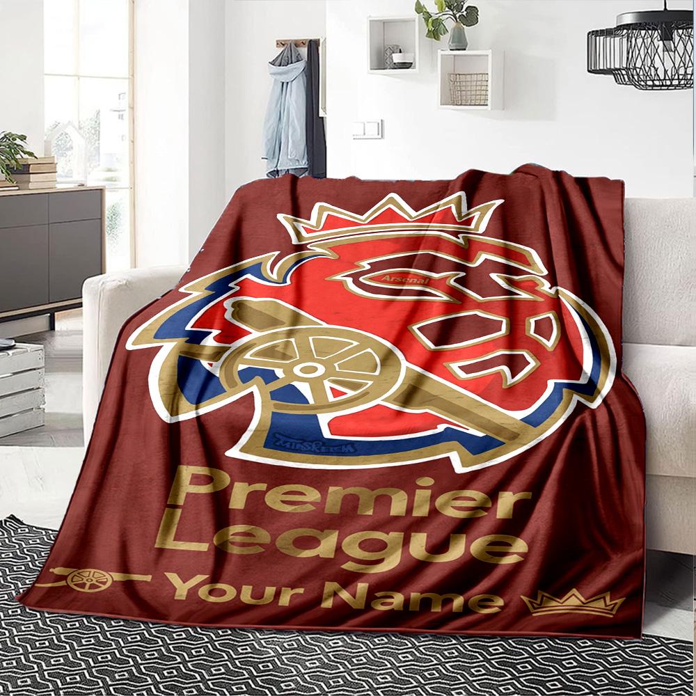 Arsenal Football Player Customize Text Blanket Gift Customizable Blanket Comfortable Perfect for Home Decor Seaside Living Room Picnics