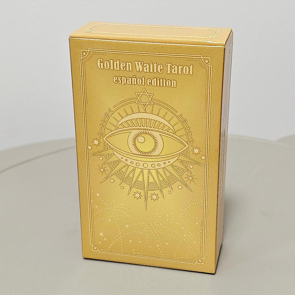 Zlatý Waite Tarot španělský jazyk Español 78 ks tarotových karet kapesní edice 10,3*6cm