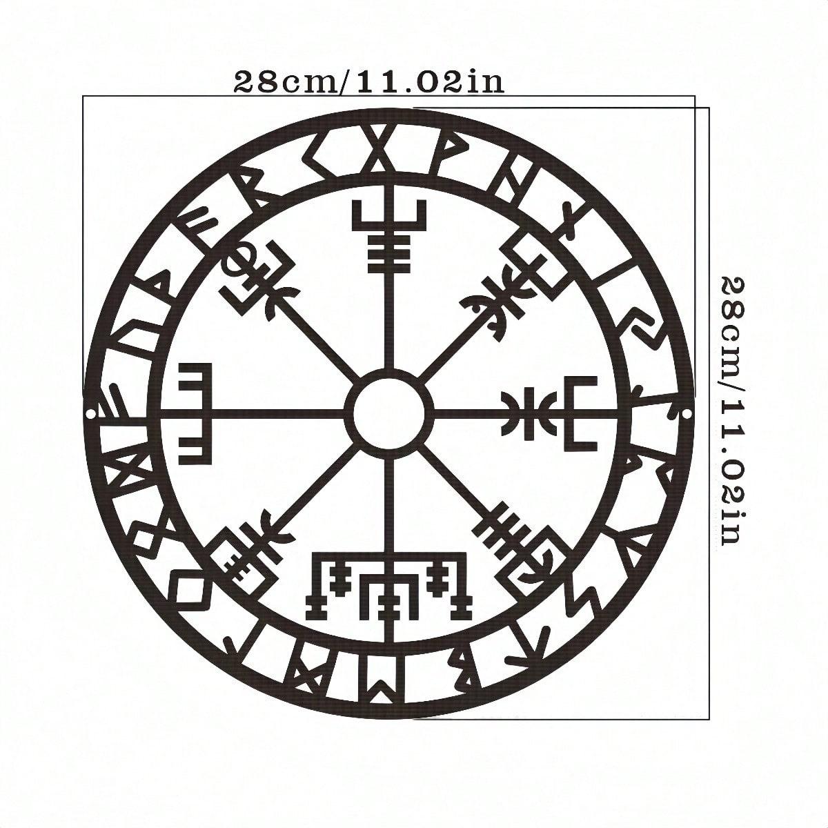 

Viking Compass Wall Art Bohemian Metal Decor Nordic Rune Design Weather Resistant Indoor Outdoor різнокольоровий