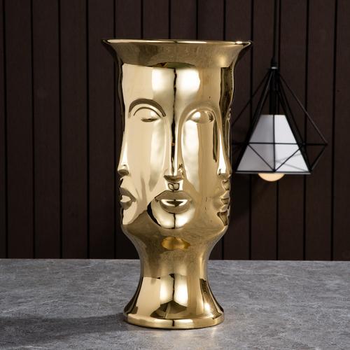 Nordische Keramik-Gesichtsvase Modernes Wohnzimmer Lippenblume Leichter Luxus Ausdruck Halbes Gesicht Dekoration Heimdekorationszubehör