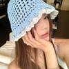 New Lace Fisherman Hat Wide Brim Breathable Woven Hat Knitted Elegant Sunshade Hat Summer Sun Cap Elegant