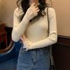 Spring Autumn Semi-turtleneck New Lace Pullover Long Sleeved Sweater Fashion Long Sleeve Women Knitted Bottoming Shirt Elegant Simple Slim Fit Top