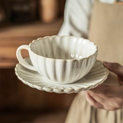 Delicate Cup And Saucer Set, Petal-Shaped Coffee Cup, Ceramic Cup, Mug, Afternoon Tea Cup, Saucer, Household Cup.