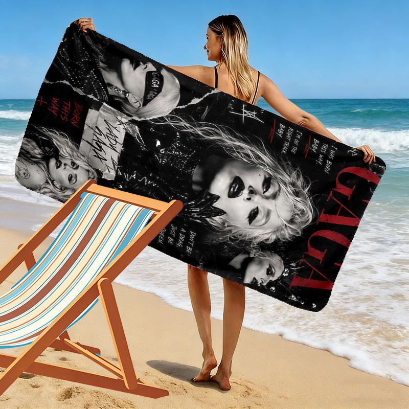 Lady Gaga Vibe Print Beach Towel, Large Soft Quick Dry Towel for Beach Camping Swimming