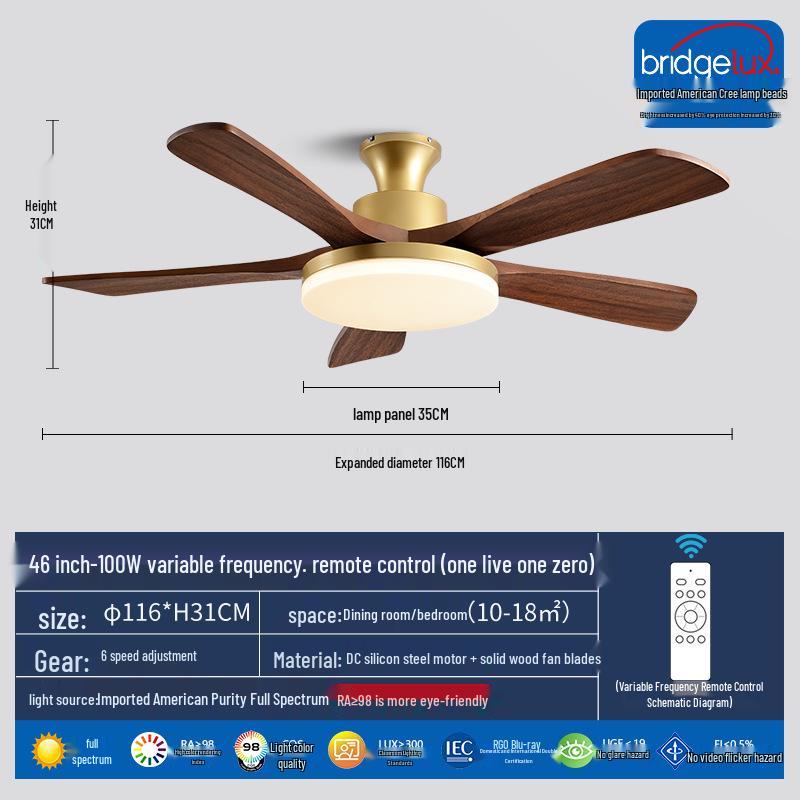 Mid-Century Walnut Ceiling Fan Light for Nordic Living Room, Bedroom, or Dining Room - Solid Wood Design