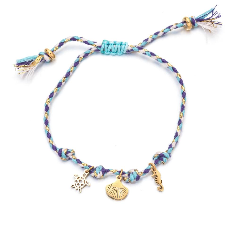 Fashion Handmade Jewelry Rope Braided Starfish Shell Fish Drop Bracelet Bangle Oceanic Summer Daily Wear Jewelry