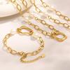 18K Gold Plated Irregular Heart Gel Bead Clavicle Bracelet & Niche Titanium Steel Jewelry Set by Qiong Yao Design