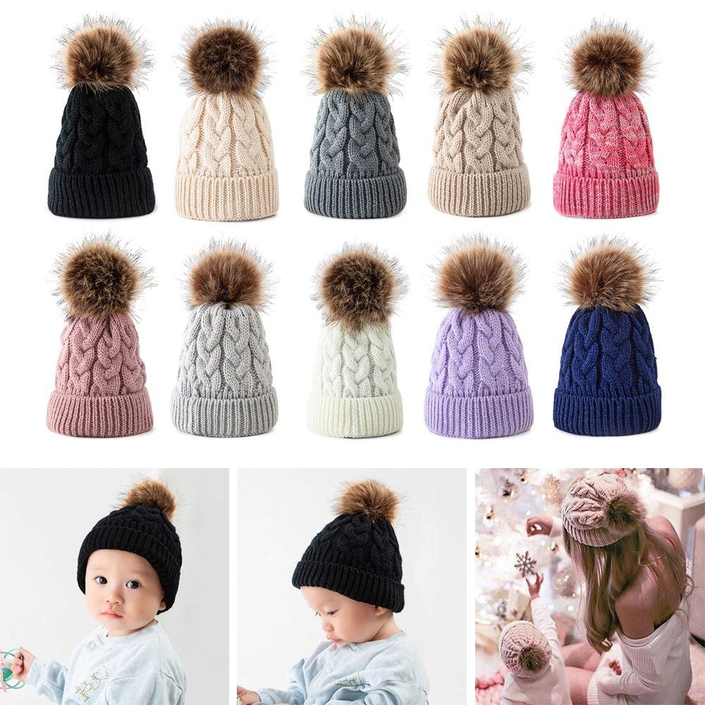 

Big Pompom Kids Cap Cute Pompom Children Cap Baby Beanie Baby Knitted Hat Boys Girls Hat