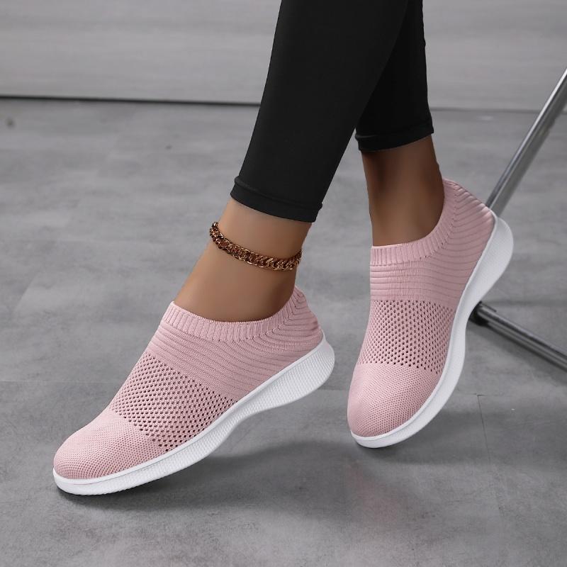 Ultra Light Women Casual Shoes Breathable Knitted Flats Light Elastic Walking Shoes Slip-on Loafers Soft Sole Driving Shoes