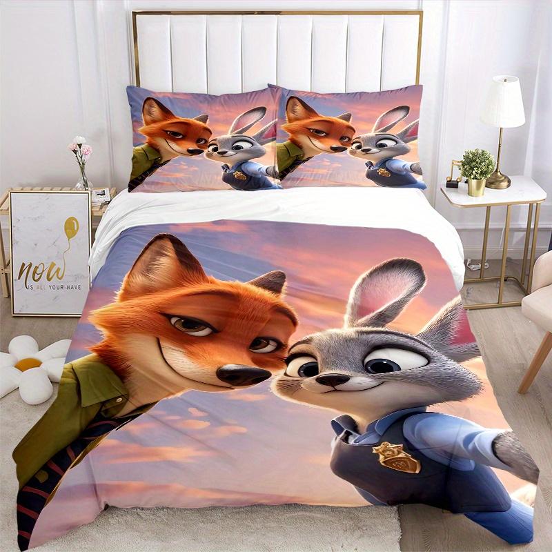 3pcs Zootopia Movie Characters Quilt Cover Set - Soft and Cozy Bedroom, Guest Room and Dorm Decorative Bedding 3-Piece Set 1 Quilt Cover + 2 Pill