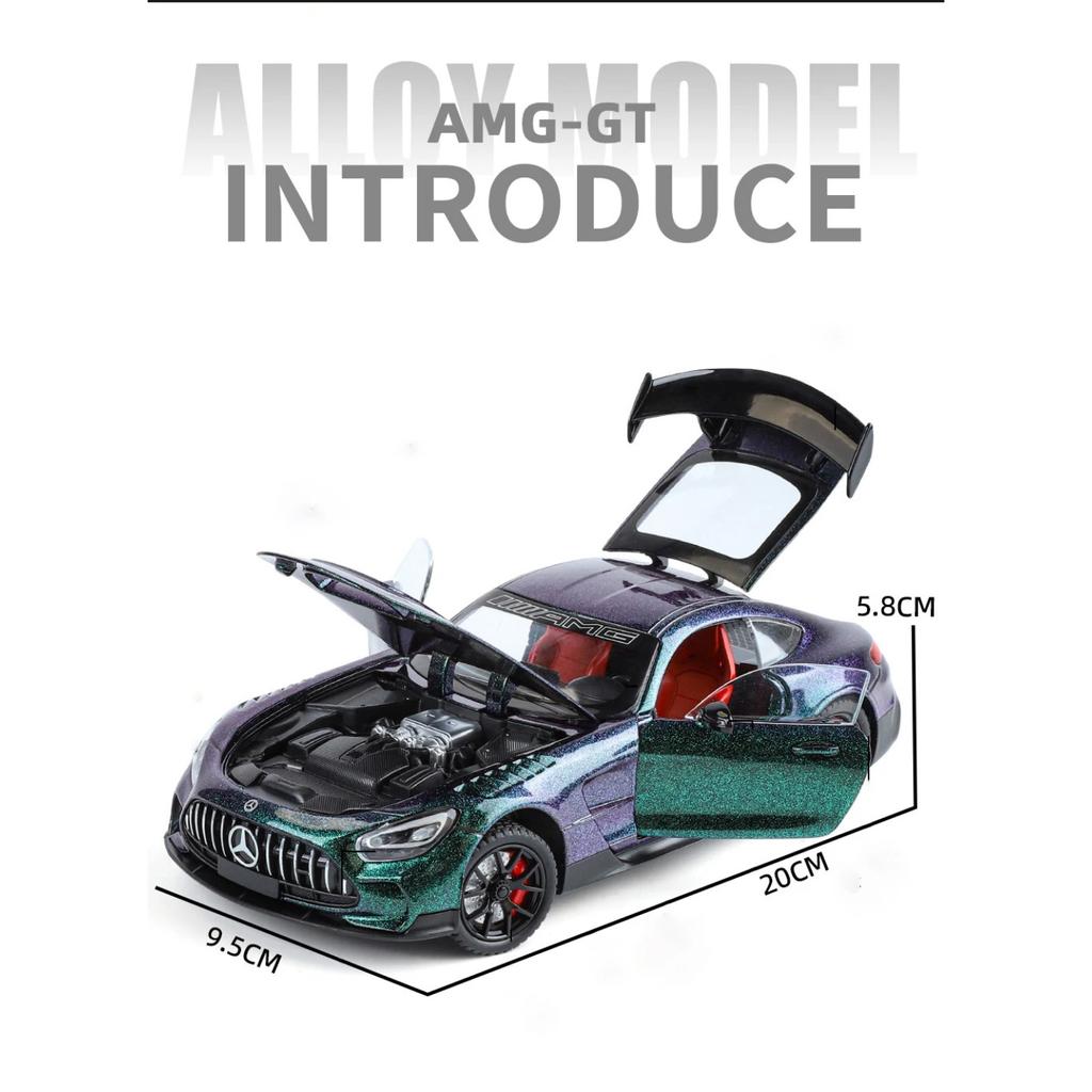 1/24 Benzs-GT GTR Alloy Sports Car Model Diecast & Toy Vehicles Metal Racing Car Model High Simulation Sound and Light Kids Gift