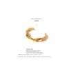 Yhpup Waterproof 18K Gold Color Stainless Steel Irregular Geometric Open Cuff Bracelet Bangle Personalized Metal Texture Jewelry
