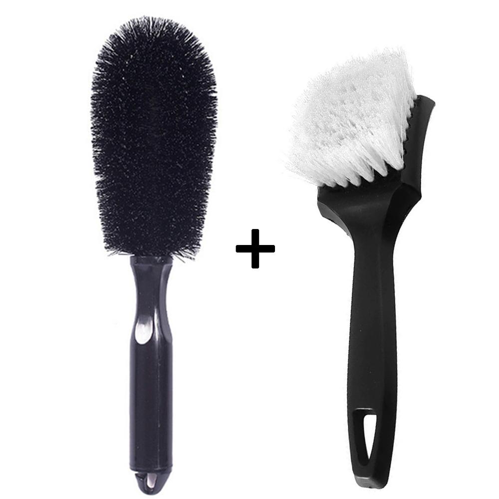 1/2PCS Car Wheel Brush Tire Cleaning Brushes Tools Car Rim Scrubber Cleaner Duster Handle Motorcycle Wheels Car Detailing Brush
