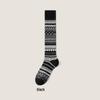 Double Needle Retro Ethnic Style Calf Socks - Warm, Trendy, Slimming Striped High-Top Cotton for Autumn & Winter