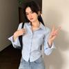 Women New Elegant Korean Shirts Summer Fashion Streetwear Slim Blouse Spring Casual Office Sexy Cropped Tops