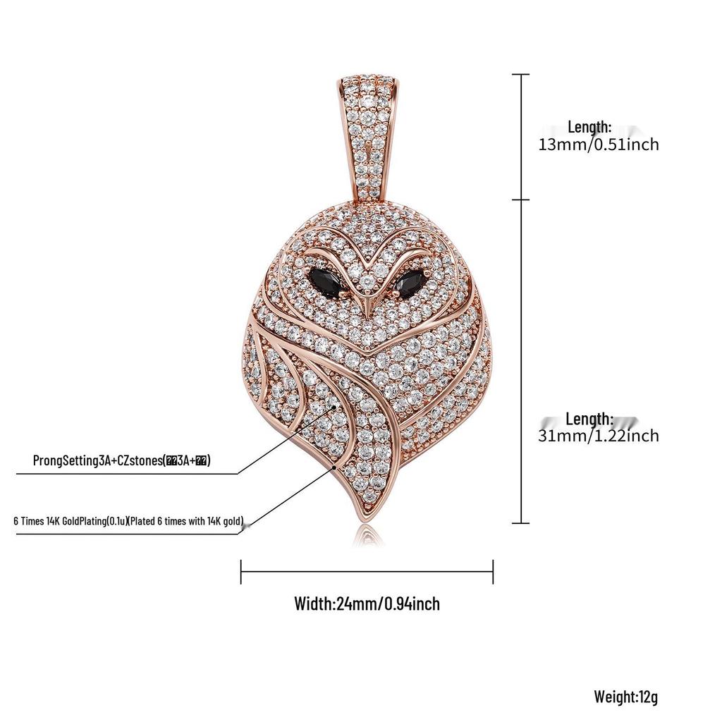 Colorful Dragon and Devil Expression Pendant Necklace - Copper Zircon