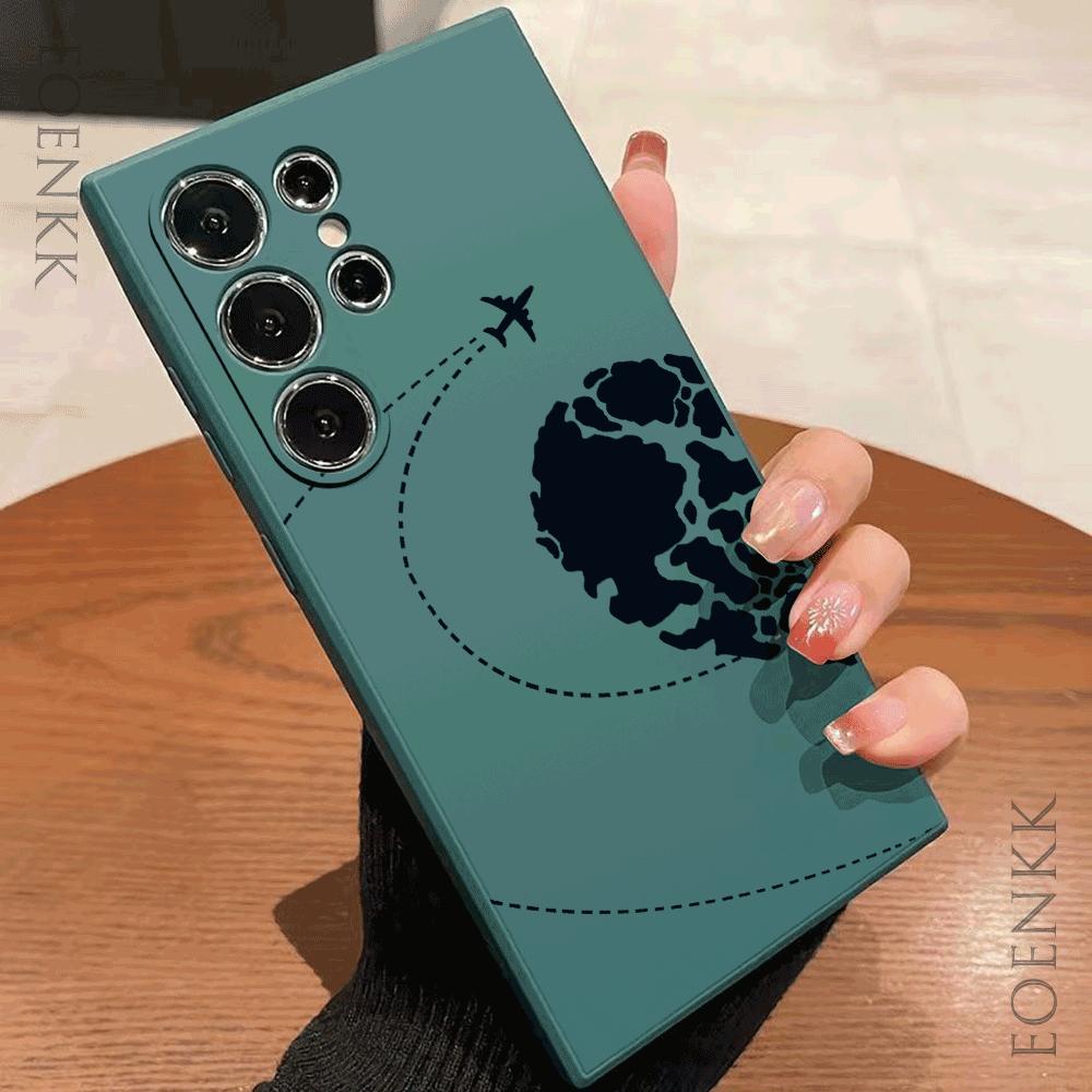 Aircraft route map Silicone Case For Samsung Galaxy S25 S24 S23 S22 S21 Ultra FE A35/A54/A55/A34 5G Note 10/20 Plus Soft Cover