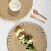 Set of 4 Round Jute Table Placemats - Vintage Mats for Parties Dining Table Coasters - Decorative Placemats  Jute