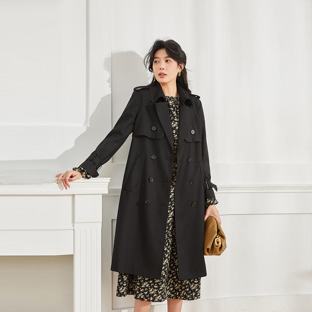 Shenghong New Retro Straight Loose Casual Temperament Medium and Long Trench Coat Female 12920