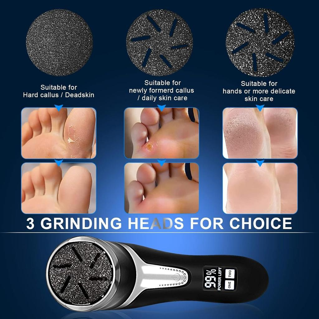 Electric Callus Remover for Feet with Vacuum, Professional Pedicure Tools Kit, Rechargeable Waterproof Foot File ,LCD Display