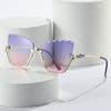 Cat'S Eye Sunglasses, Trendy Half-Frame Metal Trimmed Glasses, Personalized Diamond-Encrusted Sunglasses For Women