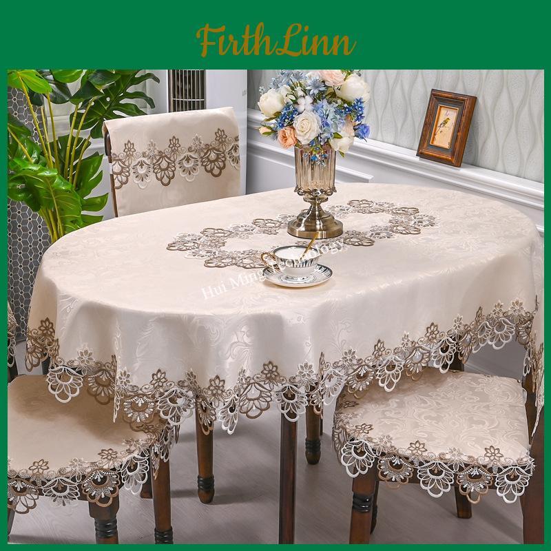 Table Satin Embroidered Cloth Oval Fold Tea Table Europe Dining Table Cover Tablecloth Table Lace Art Dust Cover Chair Cover