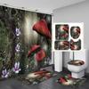 Fantasy Forest Fabric Shower Curtain Set Night Mysterious Jungle Full Moon Lake Vine Mushroom Butterfly Fairy Tale Bathroom Set