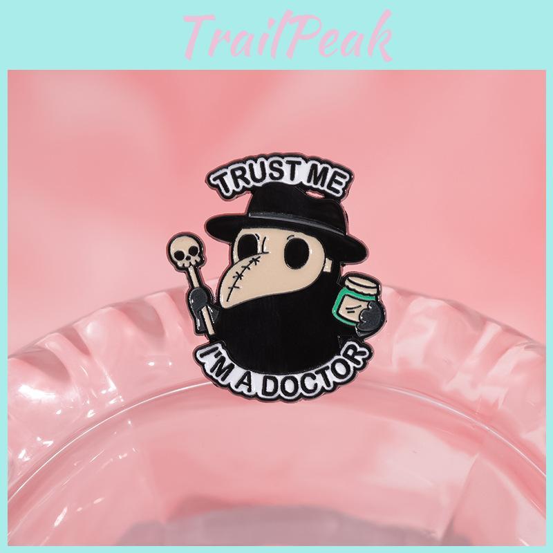 Charming Colorful Cartoon Doctor Mask Brooch Creative Animal Design Perfect For Collectors