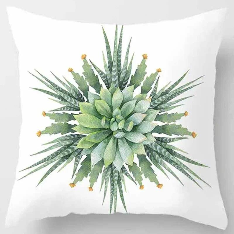 Car Sofa Cushion Cover Botanical Cactus Print Square Pillowcase Bedroom Home Decor