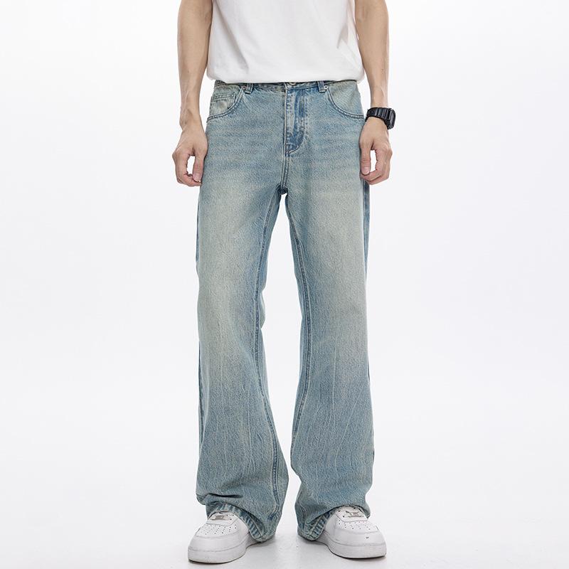 Blue Slight Jeans Men's Loose Straight Versatile Wide Leg Pants