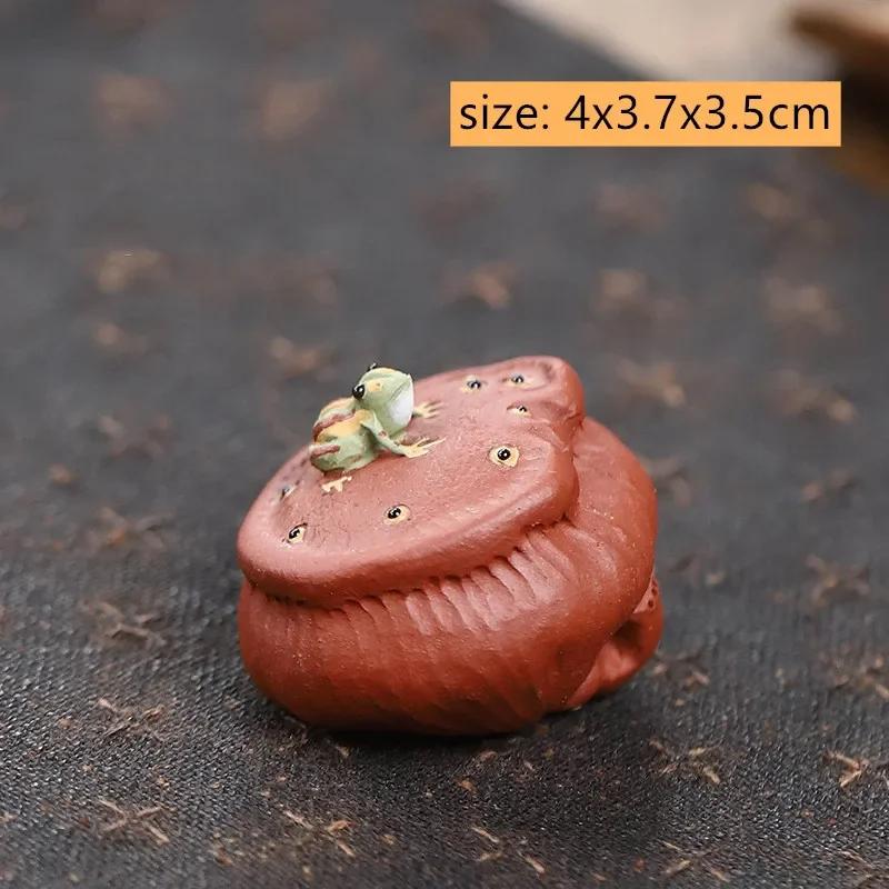 Pet de Chá de Argila Roxa Yixing Chinês Semente de Lótus Melancia Modelo Ornamento Escultura Figura de Chá Artesanato Decoração de Conjunto de Chá