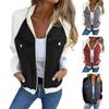 Long Sleeves Women Jacket Patchwork Raglan Shoulder Turn Down Cardigan Zip Up Pockets Color Matching Fall Winter