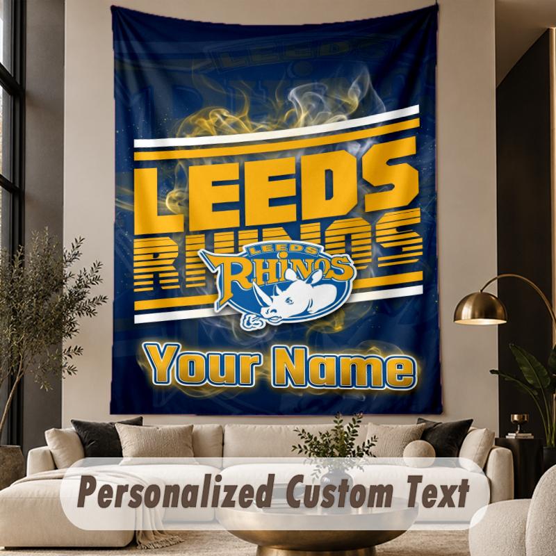 Custom Text Tapestry Leeds Rhinos Print Wall Tapestry Indoor Living Room Wall Decor