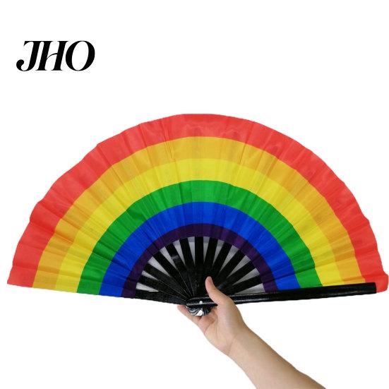 Folding Fan Sturdy Bone Exquisite Pattern Bright Color Performance Glow in The Dark Festival Party Supply Large Hand