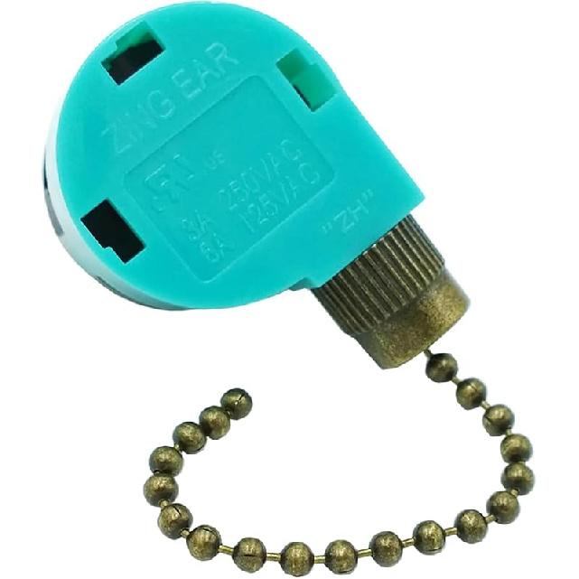 Ceiling Fan Pull Chain Switch 3 Speed 4 Wire Zing Ear ZE-268S6 Ceiling Fan Pull Chain Cord Switch Replacement for Ceiling Fans,Wall Lamps,Cabinet