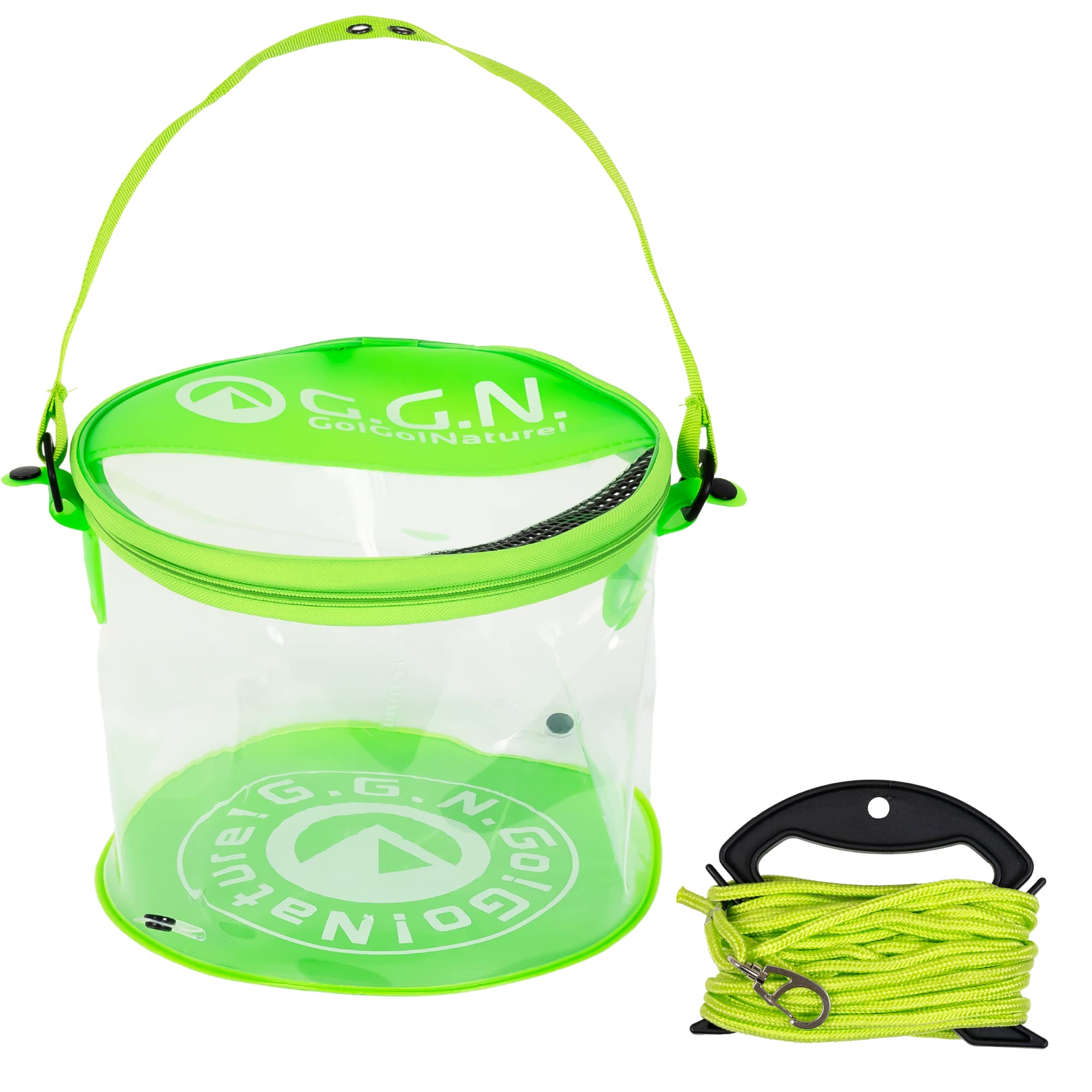 

ГГН. Go Go Bakkan Рыбалка Прозрачный Баккан Складное Ведро Веревка для Зачерпывания Воды Зеленый Прибл.. 25 x 25 x 20 см