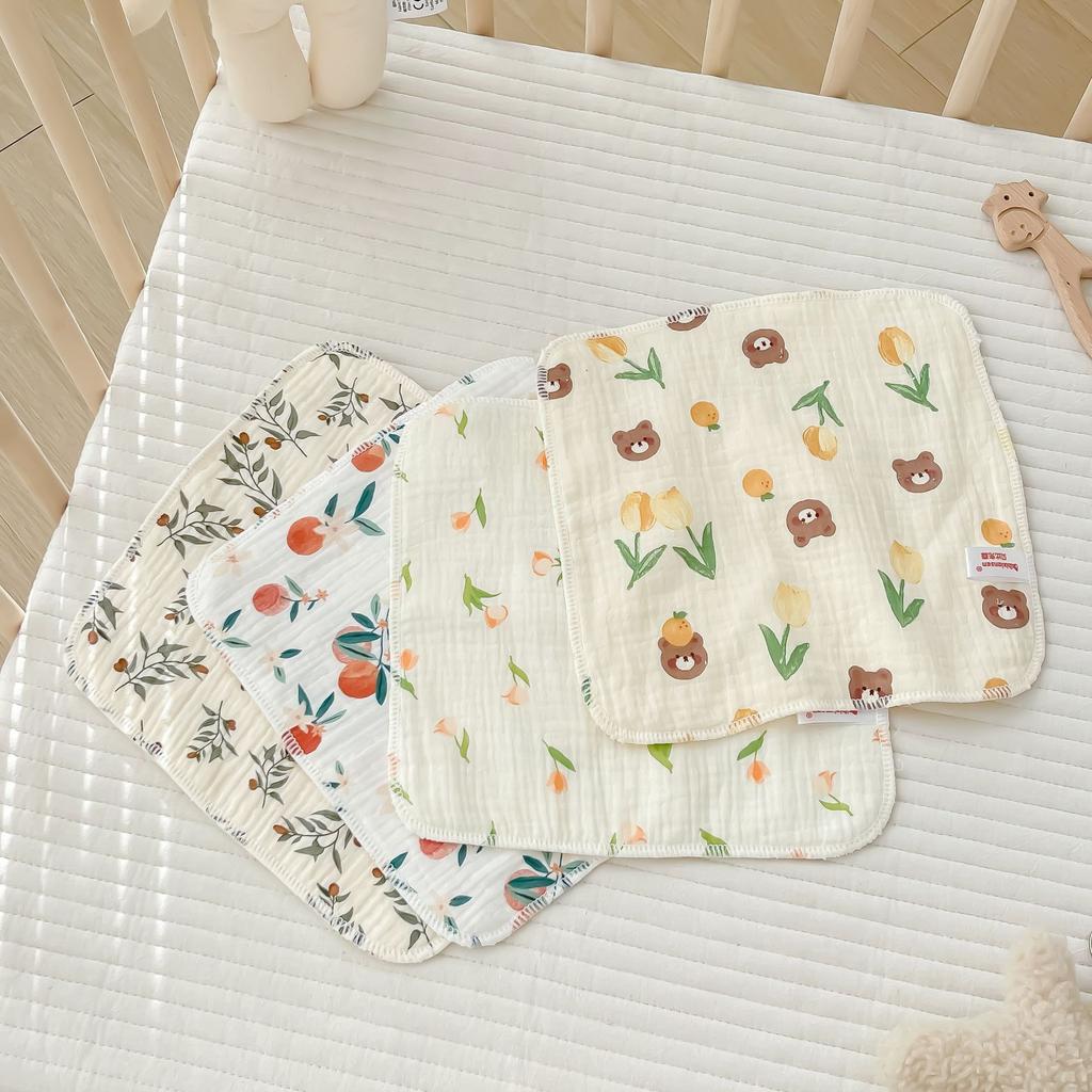 Six-Layer Saliva Towel, Water-Absorbing Soft Square Towel, Children'S Zou Cloth Small Towel, Pleated Printed Handkerchief, Gauze, Hand Towel