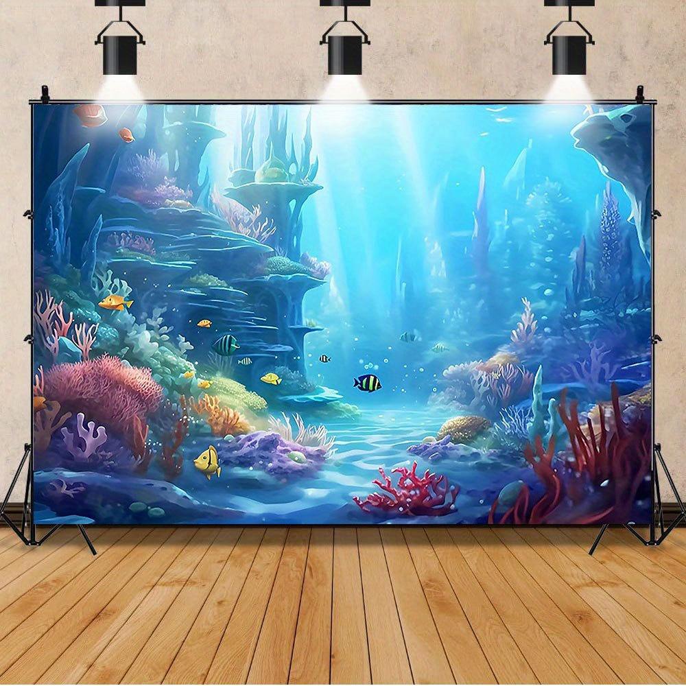 Ein 2D flacher Meeresbodenhintergrund - blaue Ozean-Unterwasserwelt - Korallenriff-Fotografiehintergrund - Geburtstagsfeier-Dekor 46