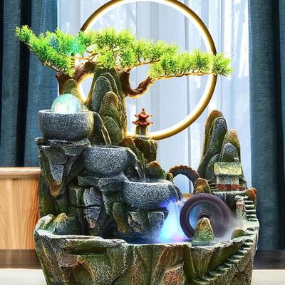 Fontanna Wodna z Obrotową Kulą Feng Shui: Akwarium skalne i dekoracja bonsai do przyciągania bogactwa