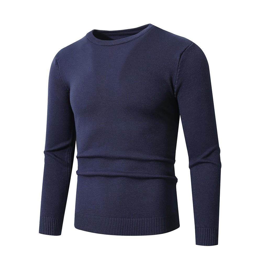 Men S Slim Fit Crew Neck Long Sleeve Knit Sweater Autumn Casual