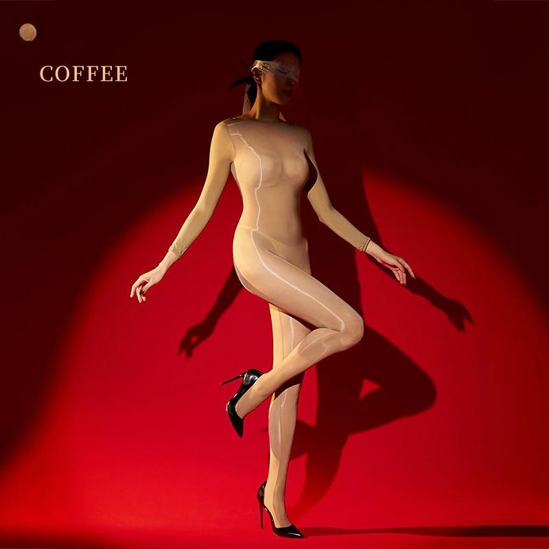 

Женские чулки «все включено» 8D Масло Блестящие Глянцевые Бесшовные Высокоэластичный Комбинезон Чулки на все тело Пятипалые Бодистокинги sleeves