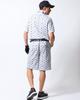 Golf Monogram Jacquard Polo Shirt Unisex Golf Wear Short Sleeve Summer Clothing 262GG1202 White XL [Gatcha] Men's