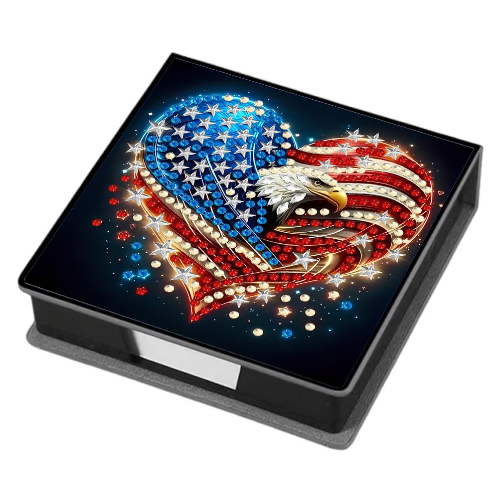 Leather 5D Diamond Painting Kit Note Box with 160 Sheets DIY Diamond Art Note Box for Home Office School Supplies