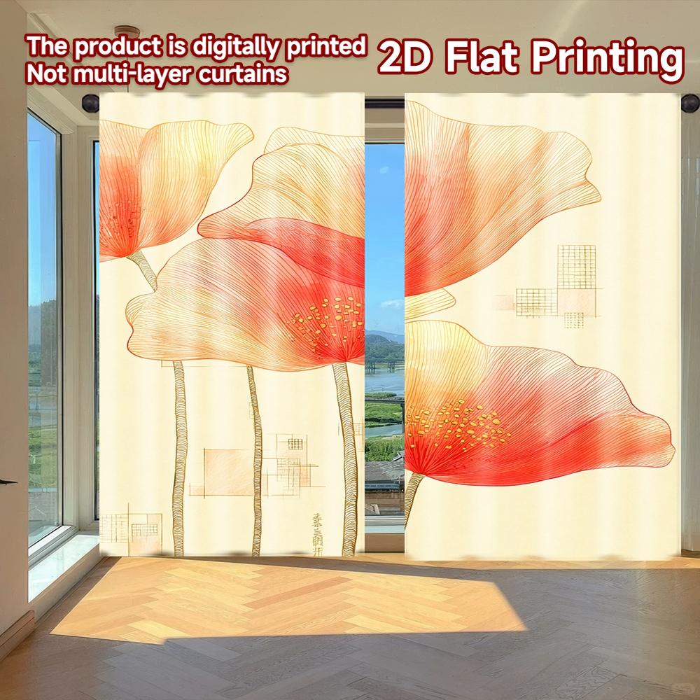 

Set Of 2 Flat Printing Curtains Without Rod Floral Elegance Bloom Saint Patrick Is Day Festival Creative Curtain Made Polyester W100*H70(CM)-Rod Pocket&1PCS