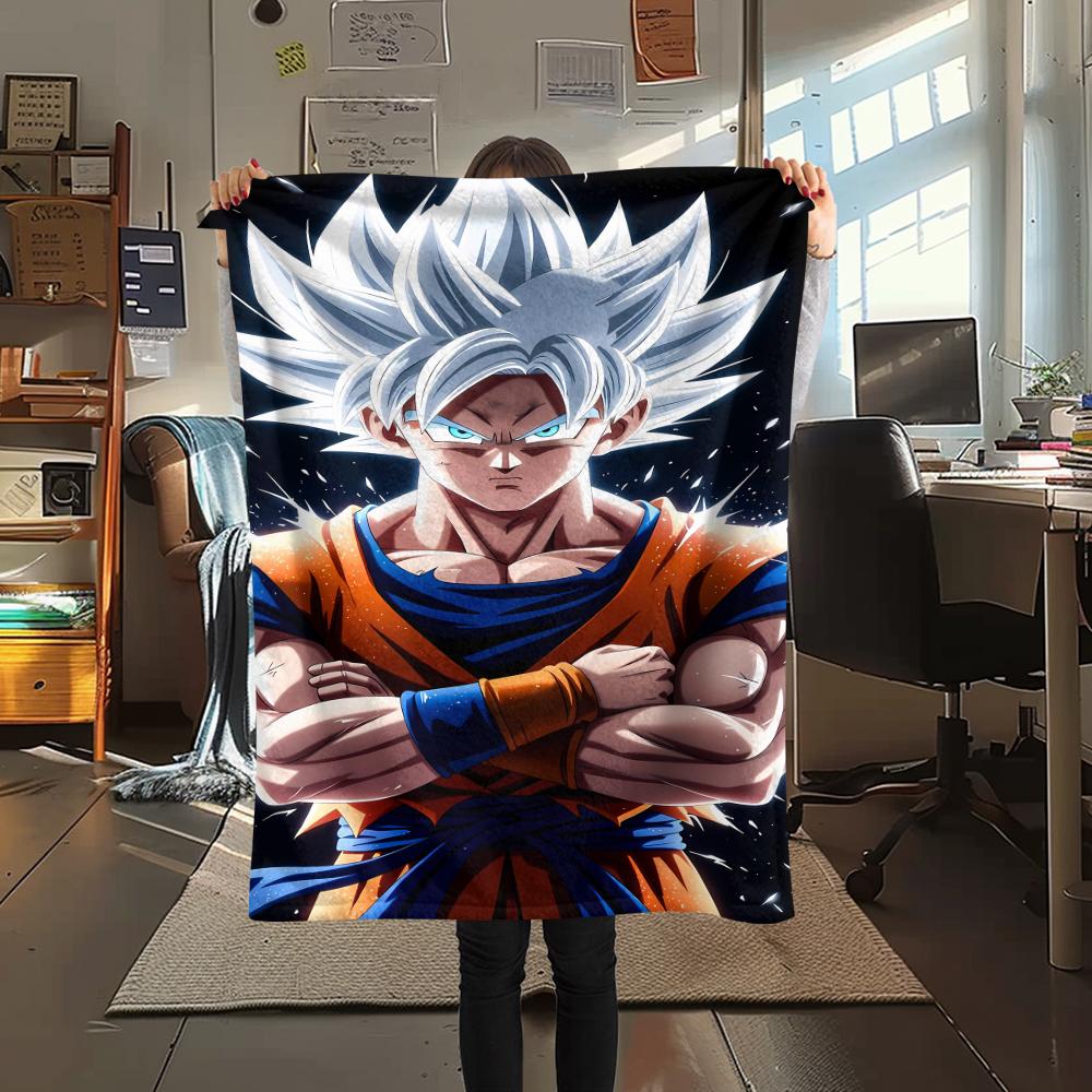 Dragon Ball Charaktere Druck Flanelldecke, Hohe Qualität, Bequem für Alle Jahreszeiten, Heimdekoration, Wärme und Komfort, Perfekt für Weihnachtsgeschenke