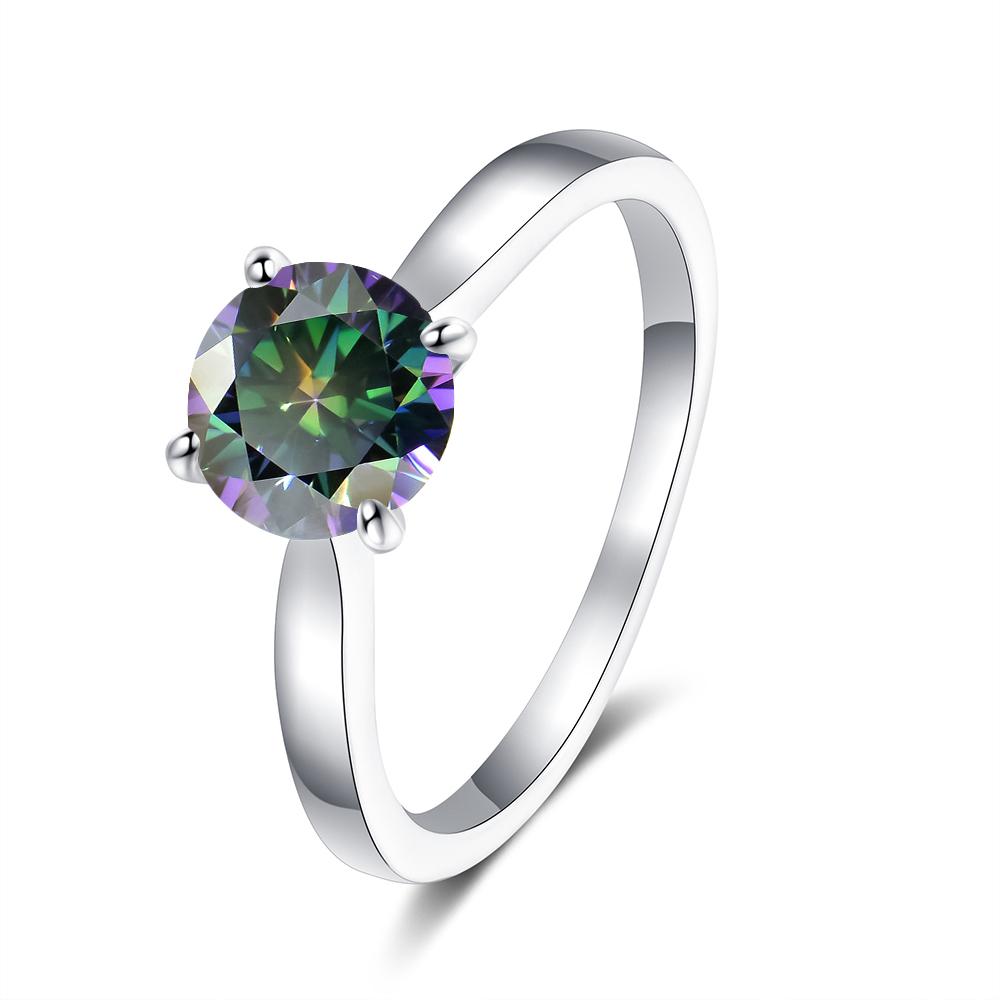 2 Carat Colorful Moissanite Rings D Color VVS Original Silver 925 Jewelry For Women Wedding Bands with GRA