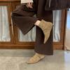 Thick heel pointed head suede brown thin boots short boots women's boots 2025 new spring and autumn single boots French small ankle boots