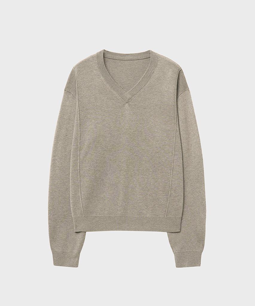 NOIRER FOR WOMAN Wool Blend V-Neck Knit (Beige)