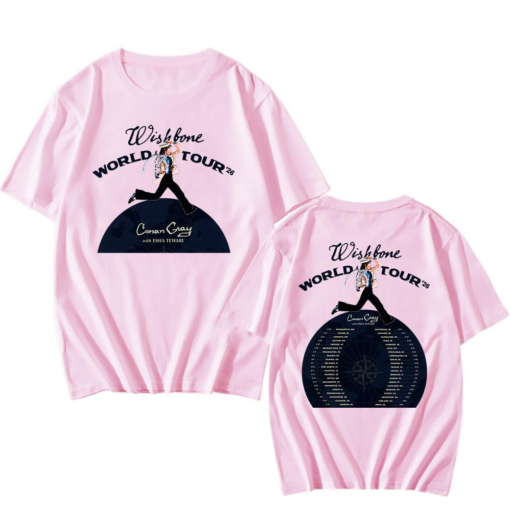 Wishbone World Tour 2026 Koszulki CONAN GRAY Modna Koszulka Krótki Rękaw Luźna Bawełniana Koszulka Streetwear Unisex Koszulki