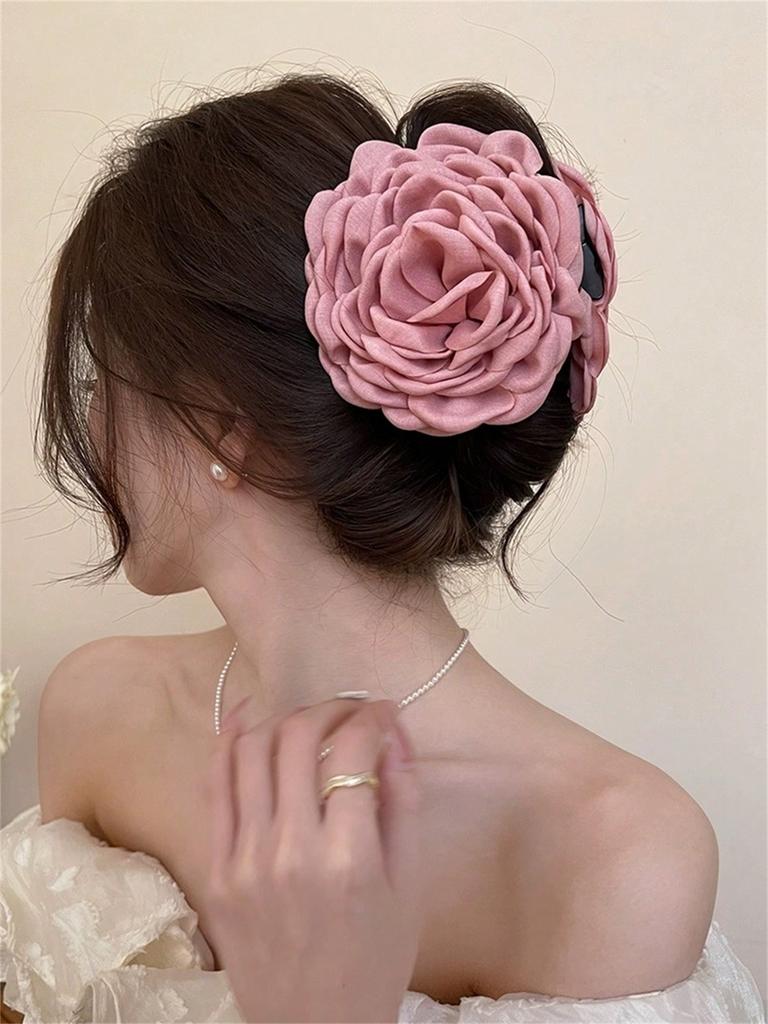 1 Damen Sommer neu Französische Eleganz Blume Haarklammer Hinterkopf Frisur Haifischklemme Krallenklemme Haarschmuck